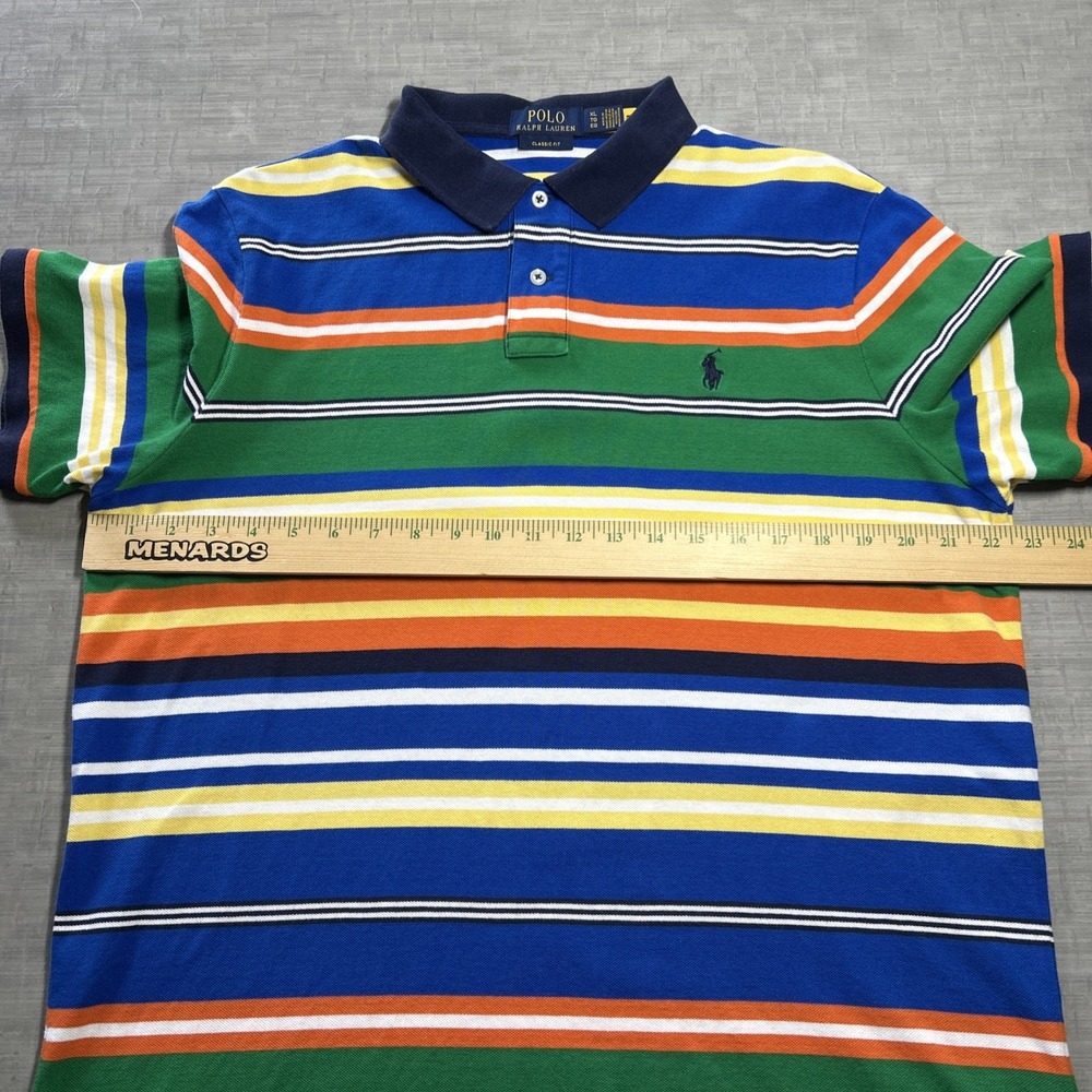 Polo Ralph Lauren Men's XL Colorful Multi Color Striped Short Sleeve Shirt Pony - Picture 5 of 7